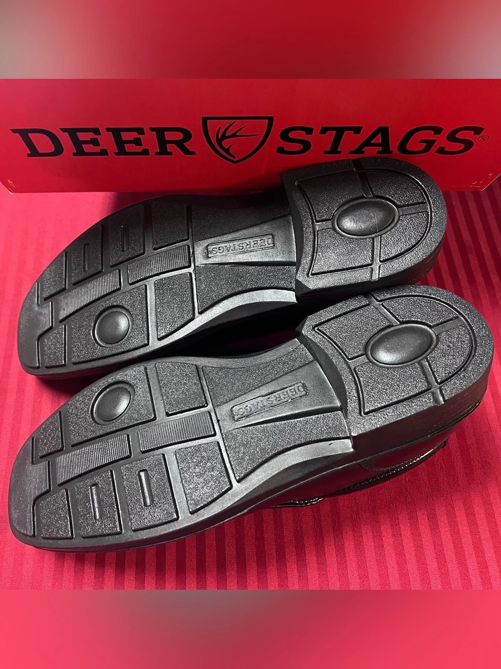 Deer Stags Black Leather Slip-On Dress Loafers
